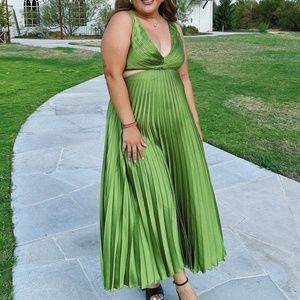 Abercrombie Satin Pleated Maxi Dress